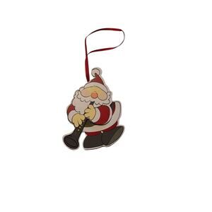 Vintage Kersten Bros Santa Ornament Wood Cutout Musician Clarinet Made in Japan